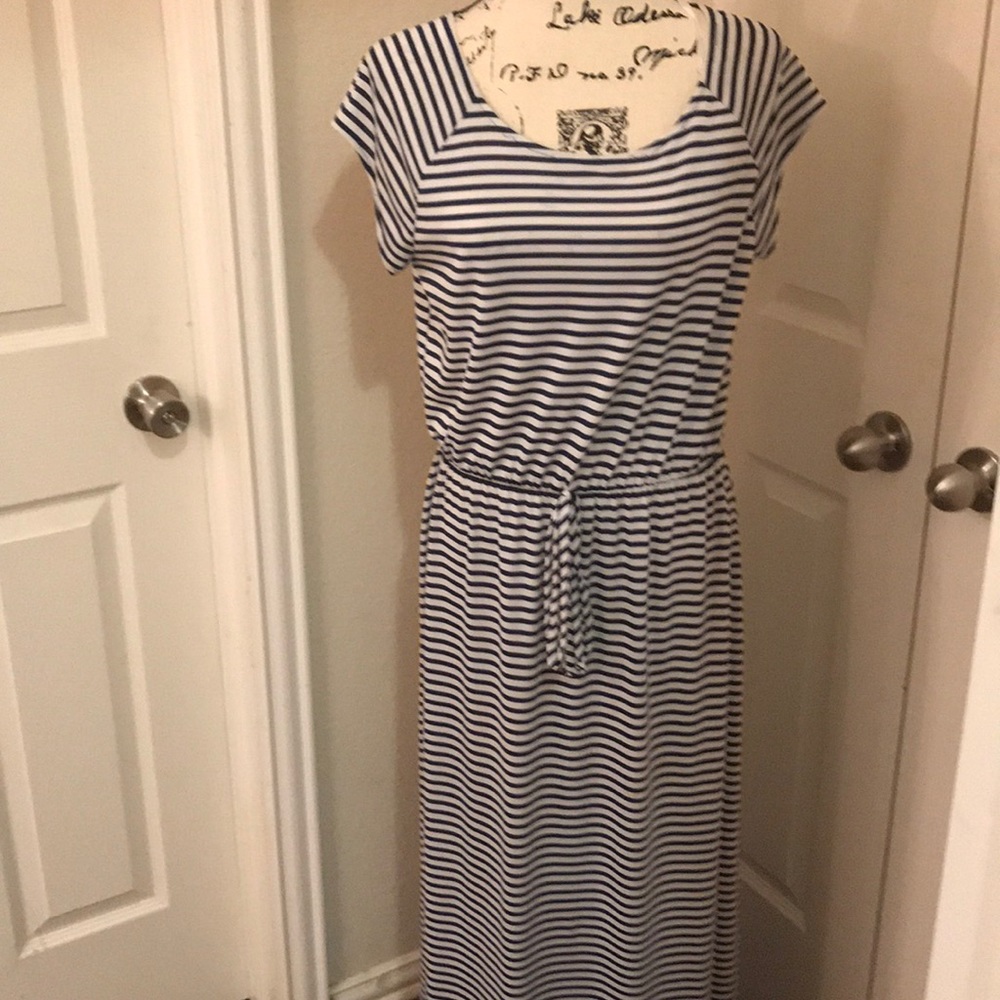 Blue and White striped maxi dress